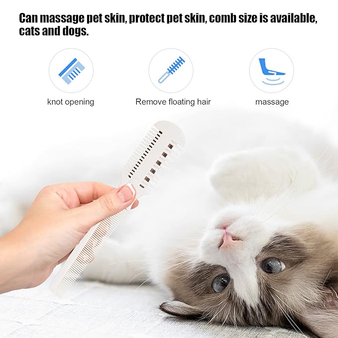 Razor Comb for Dogs Cats with 4 Extra Blades, Manual Pet Cat Dog Grooming Tool for Thinning, Cutting,Styling and Grooming