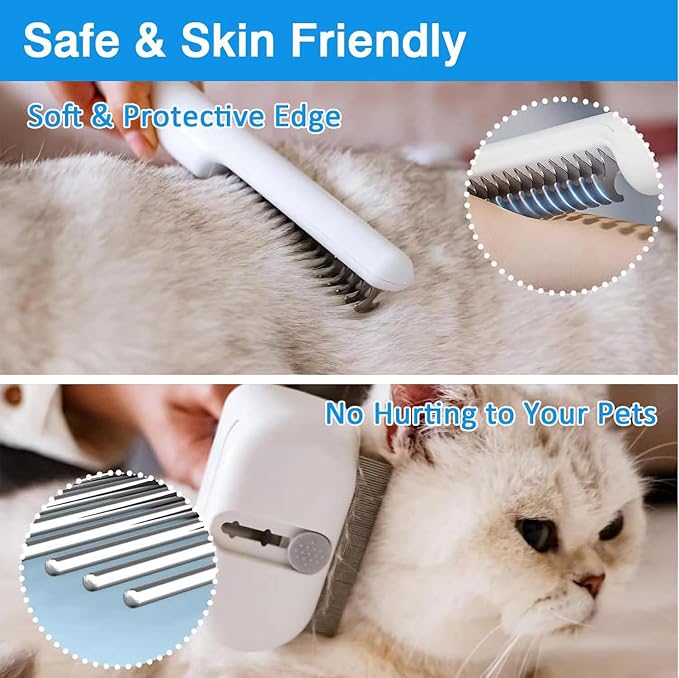 Upgraded 3 in 1 Grooming Kit for Pets, Double-Sided Undercoat Rake for Shedding, Dematting Comb for Cats, Deshedding Dog Brush, Flea Comb, Suitable for Short & Thick Coat, Pet Friendly Teeth