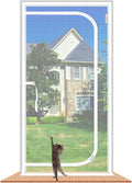 Cat Screen Door 32x83'' Reinforced Cats Resistant Mesh Screen Door with Zipper Closure, Pets Scratch Proof Screen for Living Room, Bedroom, Patio, Fits Openings 30x81''