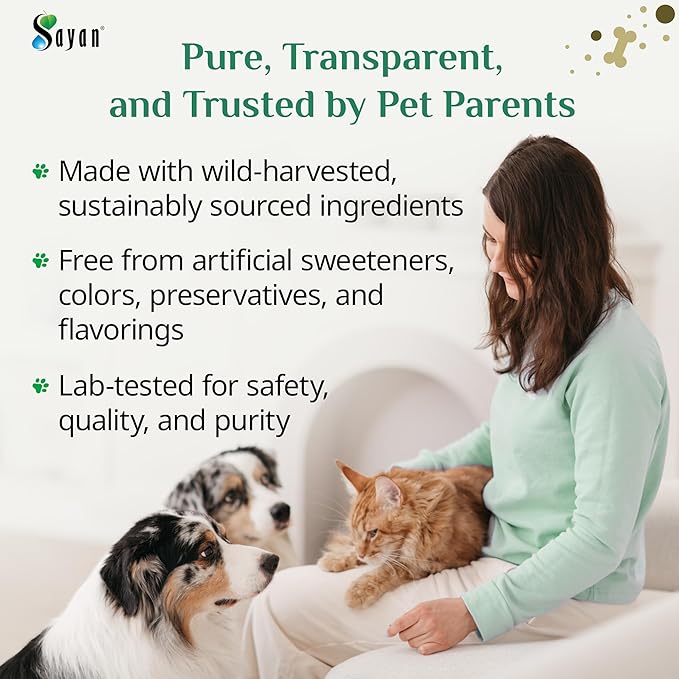 Sayan Chaga + Shilajit Pet Supplement (30 Sachets) – All-Natural Adaptogen Blend for Dogs & Cats – Immune, Joint, Energy & Digestive Support – Herbal Blend – 100% GMO-Free, Vet-Formulated