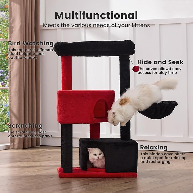 Gardner Pet 41" Tall Cat Tree for Medium-Large Cats, Heavy Duty Cat Trees Towers with 2.8in Posts & Washable Top Perches