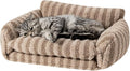 Hollypet Cat Bed Fluffy Plush Mutifuctional Double-Layer Soft Warming Kitty Pet Couch Orthopedic Nest Beds for Small Cats and Dogs, Khaki (21x15x8 inch, Recommend for Kittens or Pets Under 13lbs)