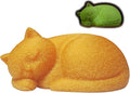 Glow Orange Resin Cat Urns for Ashes, Sleeping Pet Urns for Cats, Fur-Like Texture Urn for Cat Ashes, Secure Threaded Closure, Holds Cats Up to 7kg, 6.69 x 4.96 x 3.15 Inches
