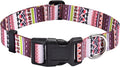 Dog Collar with Bohemia Floral Tribal Geometric Patterns - Soft Ethnic Style Collar Adjustable for Small Medium Large Dogs(Pink Bohemia,L)