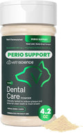 VetriScience Dental Care Powder, Clinically Tested Dental Supplement for All Dogs & Cats, Freshen Breath, Control Plaque & Tartar, Oral Health with Probiotics, Perio Support, 4.2 oz