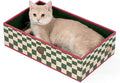 Conlun Cat Scratcher Box with 3-Layer Corrugated Pad, Heavy-Duty Double-Sided Cardboard Scratching Board & Bed, Checkered Design, for Cats, Large