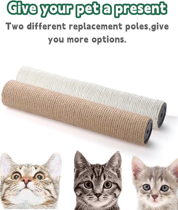 BNOSDM 2 Pcs M8 Cat Scratching Post Replacement Poles 11.8 x 2.75 in Cat Tree Tower Scratch Ropes Refill Sisal Pole Part for Refurbishment Hemp Grey