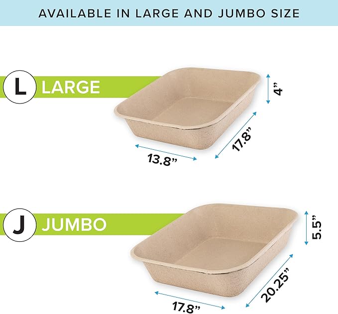 Bundle of Kitty Sift (6-Pack) Large Disposable Cat Litter Box + Kitty Sift FiberScoop Disposable Litter Scooper, Plastic-Free & Sustainable