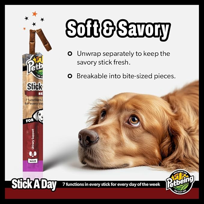 Stick a Day for Dogs | Specially Formulated 7-in-1 Functions Daily Real Meat Supplement for Dogs | Dog Chew Stick & Pet Vitamins Supplements Combination (7-Pack x 4, Mix)