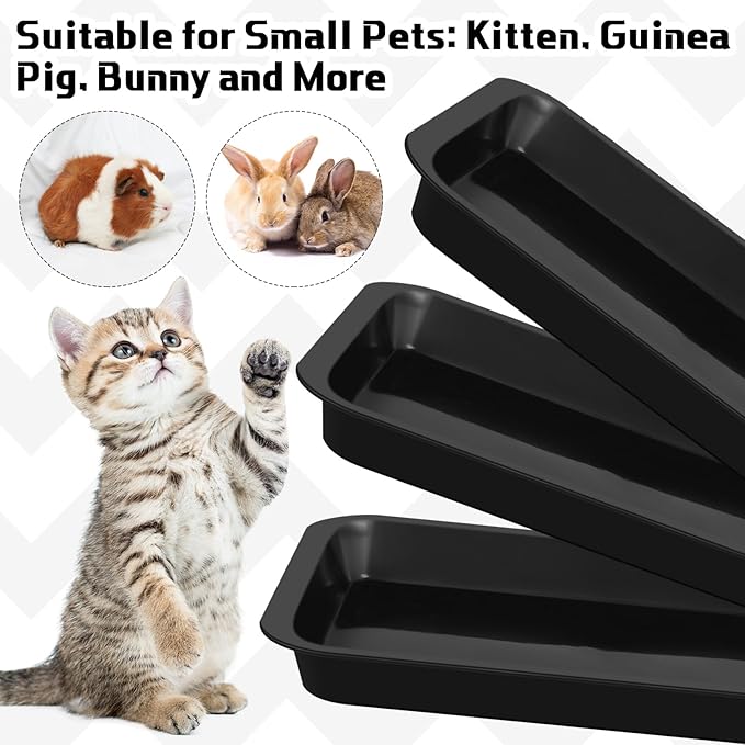 Tessco for you 3 Pcs Kitten Litter Box Shallow Low Entry Open Cat Litter Box Waterproof Plastic Small Rabbit Pan Tray Travel Toilet for Senior Cat Kitten Training(Black,15.1 x 12 x 1.4 Inch)