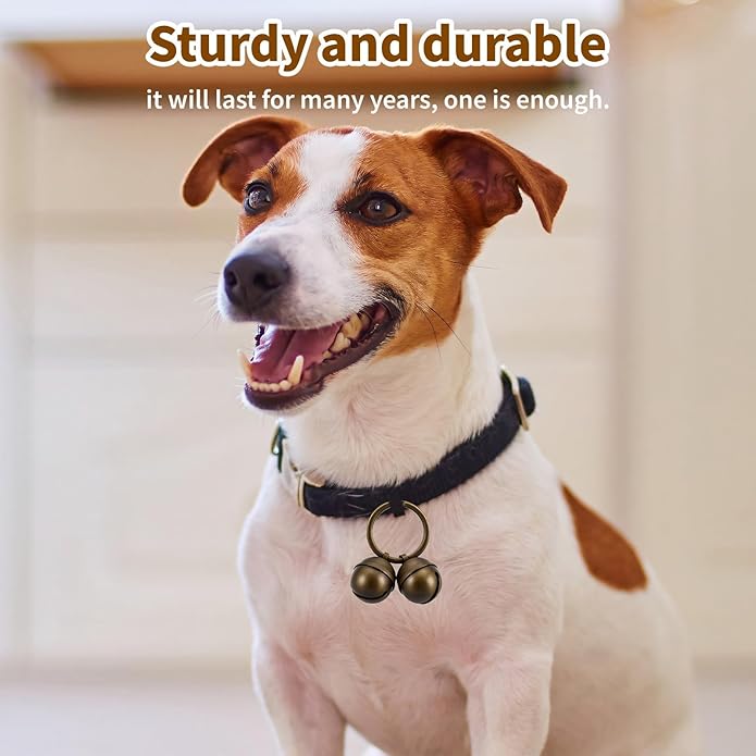 Copper Bells for Dog Collars, Dog Bells for Pet Tracking, Extra Loud Dogs and Cat Bells for Collar, Dogs Collar Bell Copper Collar Bell with Quick Clips for Pet Tracking & Doorbell Potty Training