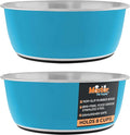 Master Pet Supply Stainless Steel Dog Bowls Set of 2 (64 Oz Each) with Non-Slip Rubber Base - True Blue - Basic Dog Food Bowl Water & Food Bowls for Small Medium Large Dogs & Cats, Metal Dish