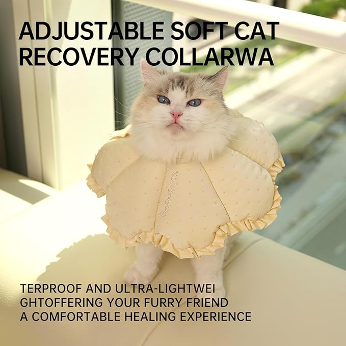 Touchdog Soft Cat Cone Collar, Waterproof Recovery Collar for Cats After Surgery, Lightweight Elizabethan Collar for Kittens, Small to Large
