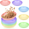 TKOnline 10 Pcs Cat Food Bowl, 5.6 Inch Plastic Shallow Pet Food and Water Dish for Relief Whisker Fatigue, Wide Cat Wet Feeding Bowls, Small Flat Dish for Indoor Outdoor Kittens Dogs