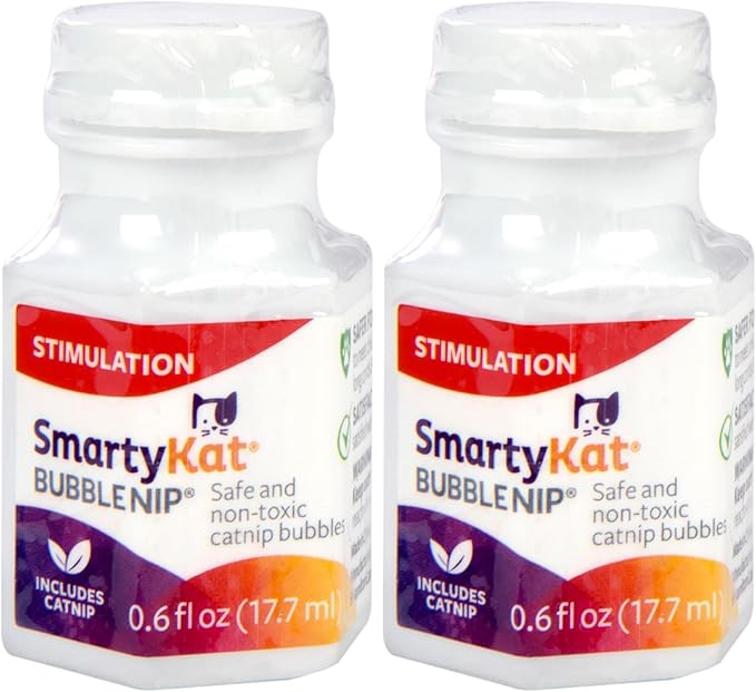 SmartyKat Bubble Nip Catnip Bubbles for Cats & Kittens, Safe for Pets - Trial Size, 0.6 Fluid Ounce (Pack of 2)