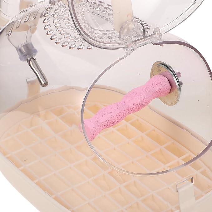 Portable Parrot Travel Cage with Perch, Small Bird Carrier for Parakeets and Cockatiels, Cream White Handheld Bird Cage for Outdoor Trips and Vet Visits
