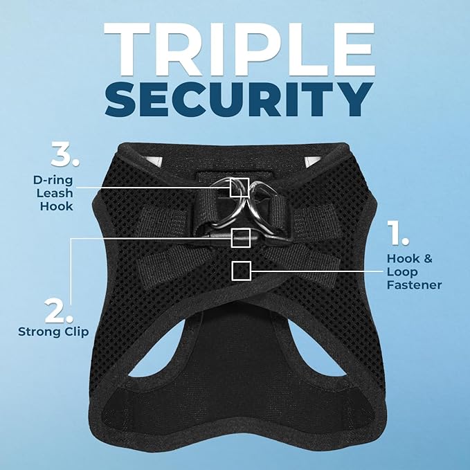 Best Pet Supplies Voyager Step-in Air Harness - All Weather Mesh, Reflective, No Pull Harness for Dogs, Cats - Secure with Hook & Loop Fastener, Buckle, Double D-Rings - Black, XL