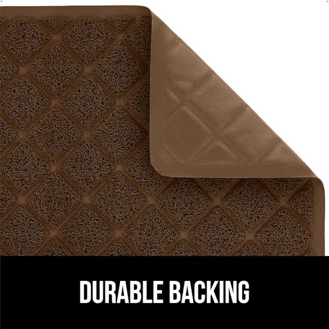 GORILLA GRIP Cat Litter Box Mat, 47x35, Water Resistant, US Designed Kitty Litter Trapping Mats, Easy to Clean, Scatter Control, Less Mess and Clean Floors, Kitten Supplies for Indoor Cats, Brown