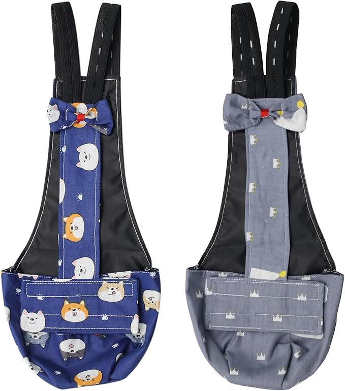 BestParts 2pcs Adjustable Diaper Waterproof Reusable Diapers, Cloth Diaper Wearable Poultry for Farm Pet Goose, Duck, Chicken, Button Adjustable Version (Gray + Blue, M(1.65-3.31pounds), 1, Count)