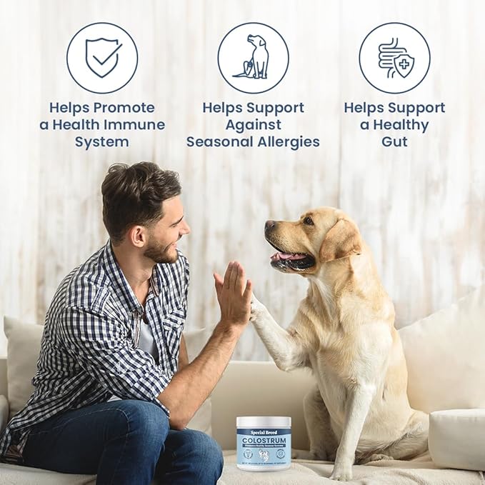 Bovine Colostrum for Dogs and Cats – Grass Fed Colostrum Powder – Immune Support, Allergy & Itch Relief – Gut Health & Seasonal Allergy Defense – 150 ct