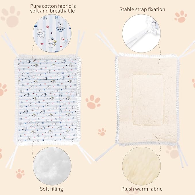 Reversible Silent Cat Bed Self Warming Pet Pad Thin Style Mat Washable Cushion Pad, Pad for Window Perch Outdoor Cat Houses, for Cats, Small Dogs, Rabbits, Non Electric,(Blue Puppy,L)