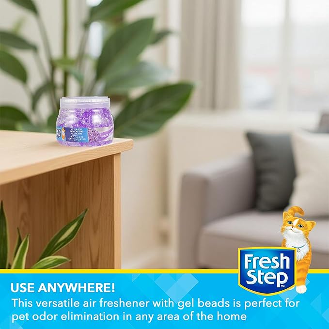 Fresh Step Litter Box Deodorizing Gel Beads in Soothing Lavender Scent - Pet Odor Neutralizing Beads for Pet Smells from Litter Box - 12 Ounce
