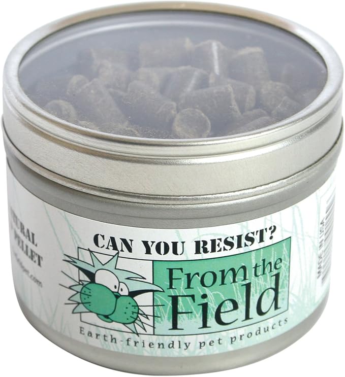 From The Field | No Mess Catnip Pellets for Cats | 2 Oz Reusable Can | All-Natural, Compressed, Potent USA-Grown Catnip | Safe for Play & Nibbling | Easy to Clean | Eco-Friendly