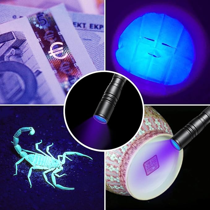 UV Flashlight LED 395nm Blacklight, Zoomable Pen Flashlight IP54 Waterproof Detector for Pet Urine, Cat Dog Stains, Bed Bug, Household Wardrobe Toilet - 3 Pack