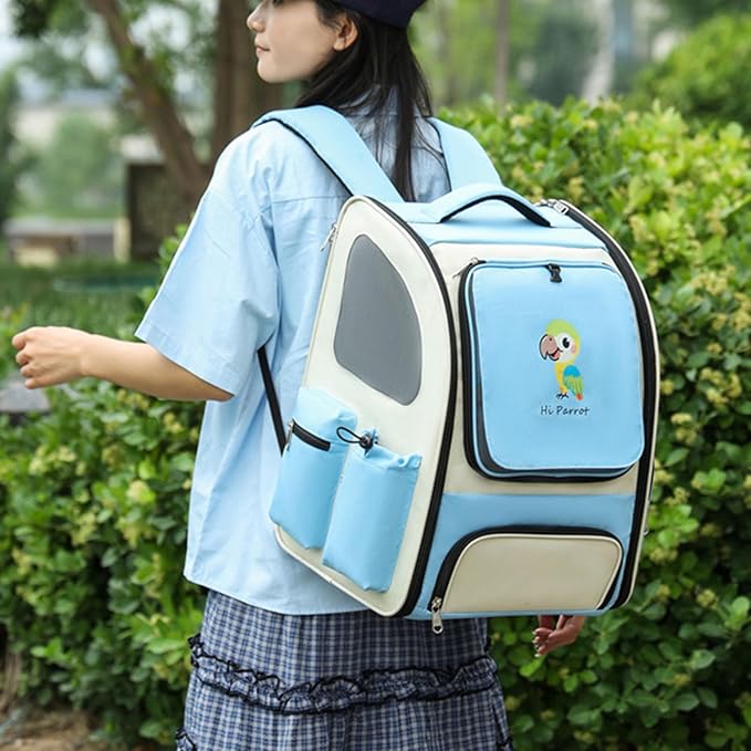 Small Bird Carriers Bag with Multiple Storage Pocket for Treats and Toy Easy to Carry Pet Transport Backpack Travel Bag