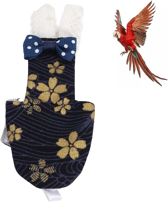 Bird Diaper Adjustable Soft Cotton Pet Bird Nappies for Macaw Cockatiels Finches, Golden Flower Pattern, 1 Pack (L Tibetan Golden Flower)