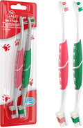 Pets & Pupps Dog Toothbrush for All Dogs, Soft-Bristled Tooth Brushing Kit, Easy Teeth Cleaning & Dental Care, Premium Non-Slip Handle Dual Head, Pet Toothpaste Not Included Pack of 2 Green & Pink