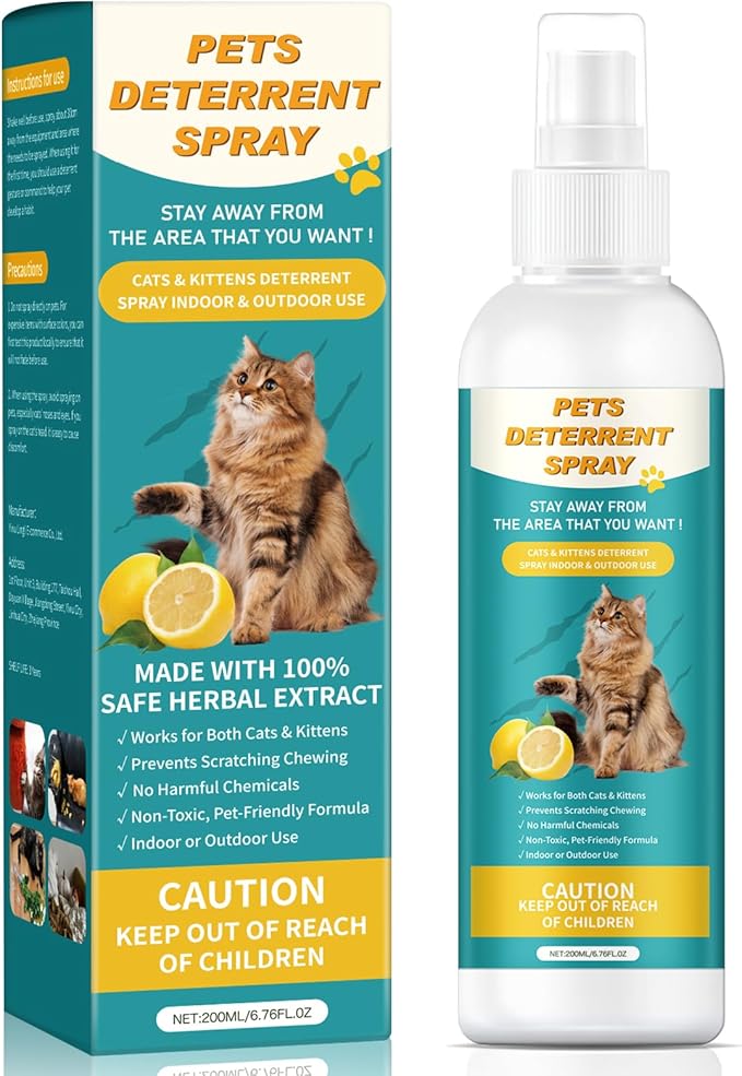 Cat Deterrent Spray 200ML, Cat Repellent Spray – Natural Cat Training Spray for Indoor & Outdoor Use, No Trace Formula to Protect Furniture & Garden - NS Formula 4