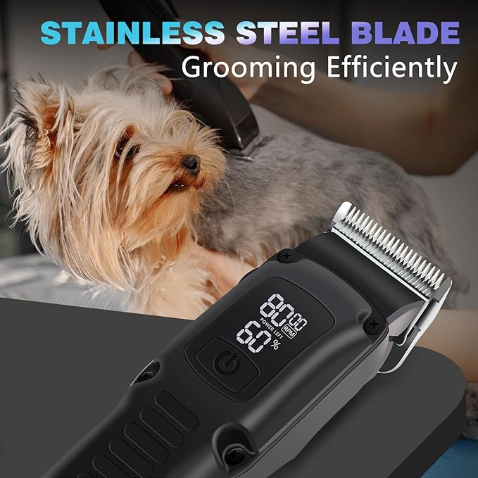 Professional Dog Grooming Clippers for Thick Coat - Dog Hair Trimmer for Grooming- Sheep Shears for Thick Hair – Pet Grooming Clippers for Dogs, Cats, Sheeps, Horse (Black Cordless)