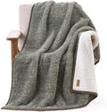 BEARPAW Sherpa Throw Blanket - Ultra Soft Plush Warm Reversible Fluffy Blanket for Bed Couch Sofa & Living Room Decor, House Decor, Room Decor Gifts for Women - 50"x70", Gray (Valley) (Green)