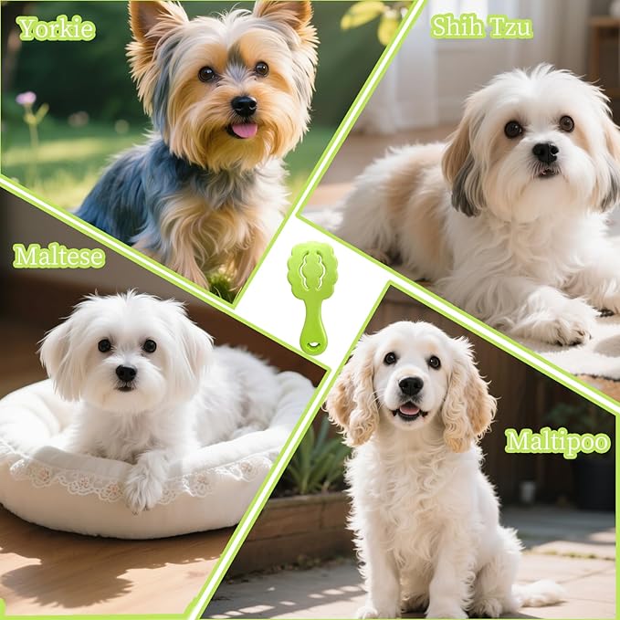 Cloud-Shaped Soft Bristle Small Dog Brush - Hollow Back Design for Easy Grooming - Ideal for Yorkie, Shih Tzu, Maltese Maltipoo Pomeranian- Puppy Essentials , Pet Hair Removal Essentials (Green)