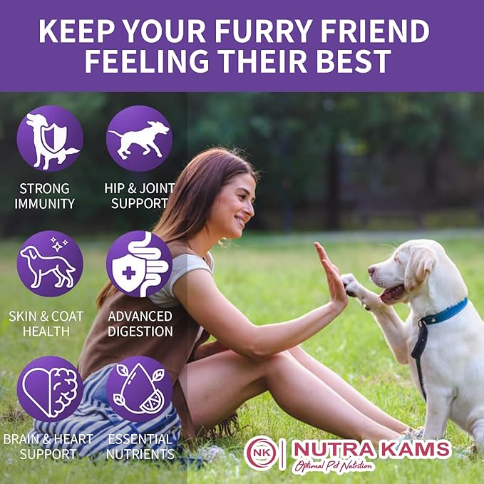 Multivitamin Chews for Dogs, Supports Growth, Hip & Joint, Skin and Gut Health, Immunity, Urinary and Kidney, antioxidants, Heart, Brain, Liver, Eyes, Natural Ingredients, 120 Chews