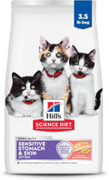 Hill's Science Diet Sensitive Stomach & Skin, Kitten, Stomach & Skin Sensitivity Support, Dry Cat Food, Salmon & Brown Rice, 3.5 lb Bag