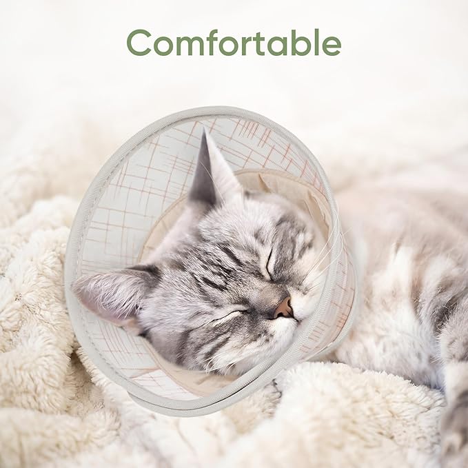 Supet Soft Cat Cone Collar to Stop Licking, Breathable Mesh Cone with Waterproof Liner Recovery Collar, for Kitten, Comfortable Elizabethan Alternative for Spay Neuter Grooming (S)