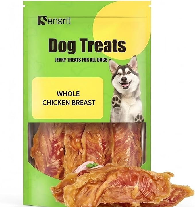 Whole Chicken Breast Dog Treats - 10 Oz (285g) Premium Jerky, High Protein (45%) Real Meat Snacks, Low Fat Training Rewards for Small Medium Large Dogs, Healthy Chews