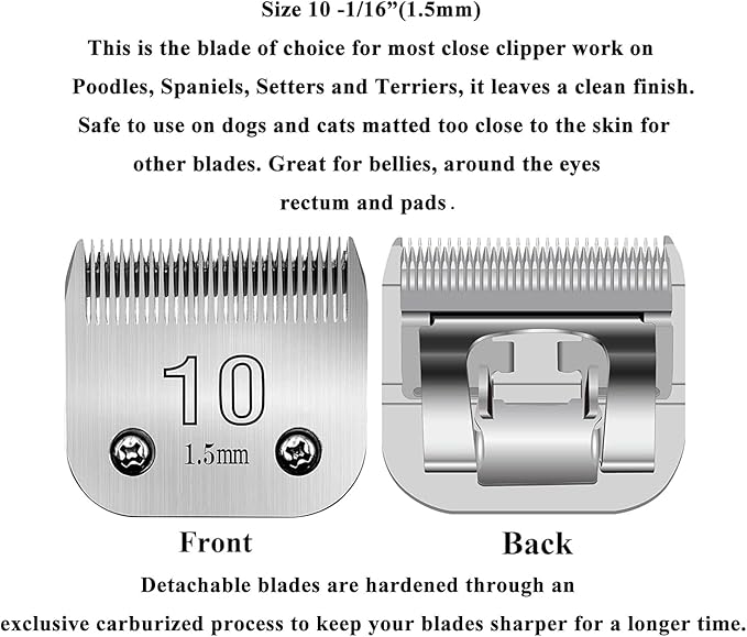 10# Clipper Blades Pet Grooming Clipper Replacement Blades Detachable Blade Compatible with andis/wahl/Oster Dog Clippers 3PCS