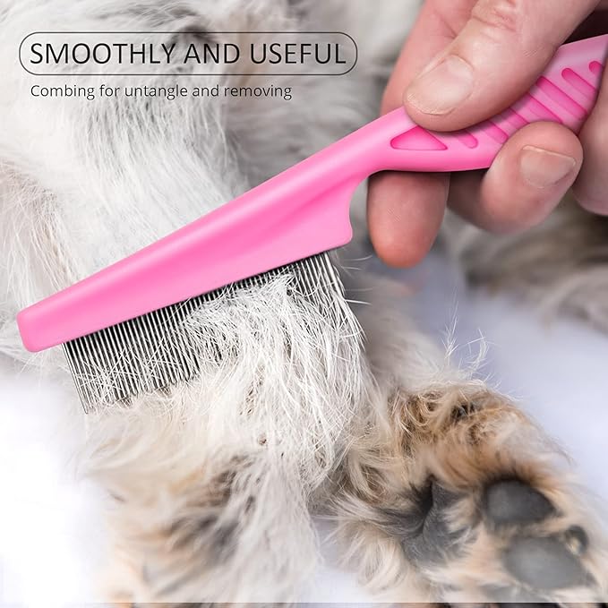 6 Pieces Pet Flea Lice Combs Dog Grooming Flea Cat Tear Stain Comb for Removal Dandruff, Hair Stain, Nit(Pink, Yellow, Dark Blue, Green, Blue, Orange)