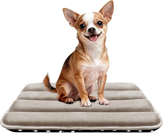 Dog Crate Pad, Ultra Soft & Anti-Slip Kennel Mat, Secure Fit for Metal Crates & Dog Cages, Washable Cozy Bed for Small Medium Large Dogs Light Brown, S(23"*14"*1.5")