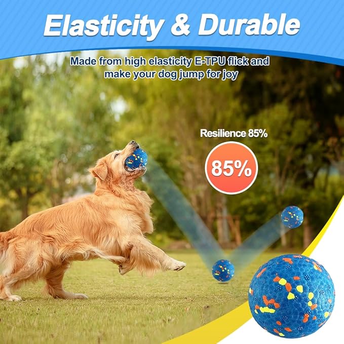 Dog Balls, Tennis Ball Toys for Aggressive Chewers, Durable Teething Chew Dog Toys, Diameter 3'' Water Toy Fetch Balls, Interactive Dog Balls for Large and Medium Dogs (1 Ball)
