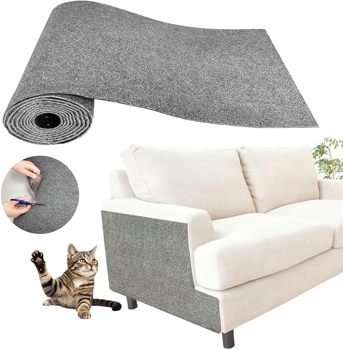 Cat Scratch Furniture Protection, Couch cat Scratch Furniture Protector, DIY Indoor Couch cat Scratch Protector (Light Grey 78.7x15.8Inch)
