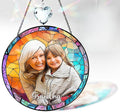 Personalized Grandma Stained Glass Suncatcher, Photo Family Faux Stained Glass Window Hanging Ornament, Custom Grandparent Day 2025 Gifts for Grandma, Birthday Gift for Dad, Grandpa