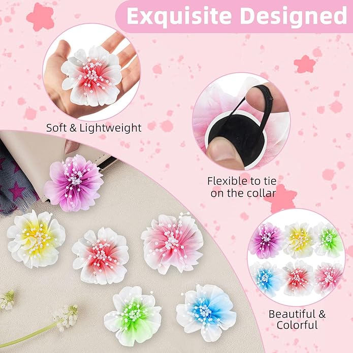 6Pcs Dog Collar Accessories, Floral Charms Decorations for Dogs and Cats