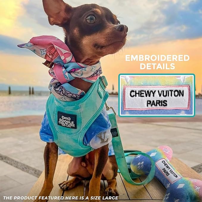 Haute Diggity Dog Pink Ombre Chewy Vuiton Bone, Plush Designer Dog Toys with Interactive Squeaker, Stimulating Pet Enrichment, Machine-Washable & Safe Materials for All Breeds, Size Small
