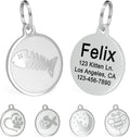 Ultra Joys Engraved Cat Name Tags Personalized - Stainless Steel Name Tag Pet Identification - Small Dog ID Tags Personalized for up to 4 Lines of Text - Pet ID Tags for Cat Collar - Fish Bone