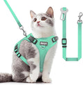 Cat Harness and Leash for Walking, The Upgrade Can be Adjusted in Four Directions and Breathable Cat Harness for Anti Escape that can be Fitted and Positioned, Reflective Strips Harness, Green, S