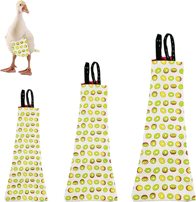 Chicken Duck Goose Diaper Washable Pet Fruit Print Diapers for Hens Roosters Poultry (Kiwi, Small)
